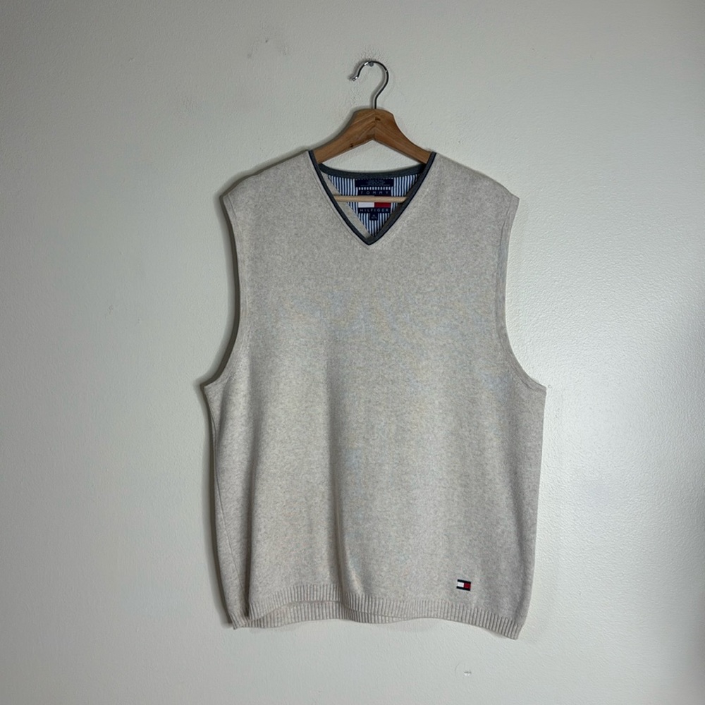 90s Tommy Hilfiger Mens Size XL Cotton Knit V-Neck Sweater Vest retro